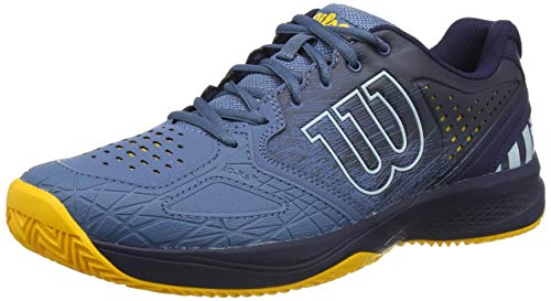 Wilson Kaos Comp 2.0 CC, Zapatilla de Tenis para Tierra Batida, tenistas de Cualquier Nivel Hombre, Azul/Azul/Dorado, 41 1/3 EU