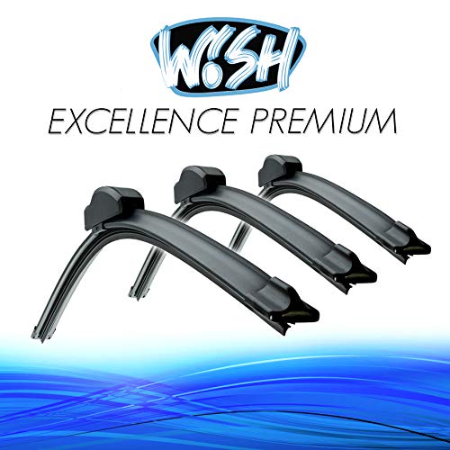 Wish® Excellence - Juego de 3 escobillas limpiaparabrisas delanteras y traseras (24", 600 mm/22, 550 mm/16, 400 mm)