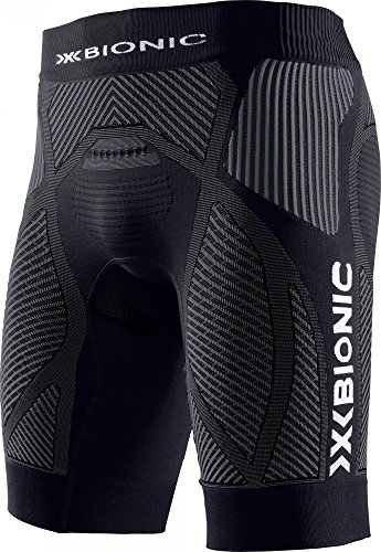 X-Bionic - Pantalones cortos de running para hombre, multicolor (negro / gris antracita), talla small, 1 unidad