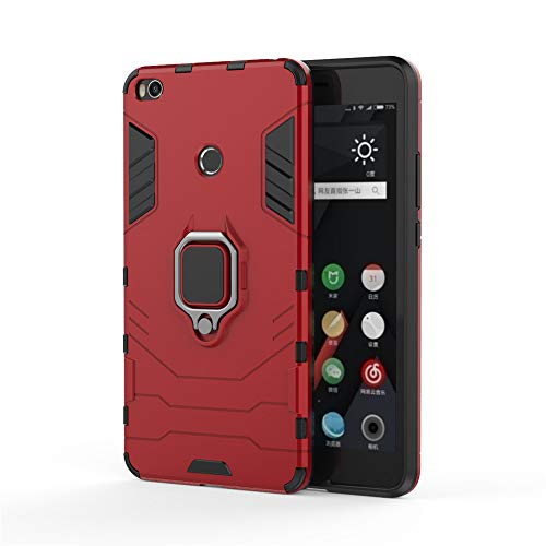 XiaoMi Mi Max 2 Funda, MHHQ 2in1 Armadura Combinación A Prueba de Choques Heavy Duty Escudo Cáscara Dura PC + TPU Silicona con Soporte Magnetic Car Mount Case Cover para XiaoMi Mi Max 2 -Red