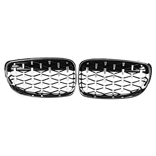 XKCCHW Accesorios para el Cuerpo, Rejillas de radiador para BMW E81 E82 E87 E88 118I 125i 135i, Parrillas de Carreras de automóviles, 1 par de Rejilla de riñón Frontal Estilo Diamante