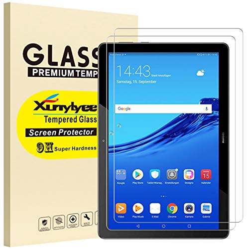 XunyLyee [2 Piezas] Protector de Pantalla Compatible Con Huawei MediaPad T5, Cristal Templado Film para Huawei MediaPad T5 2018 10.1 Pulgadas
