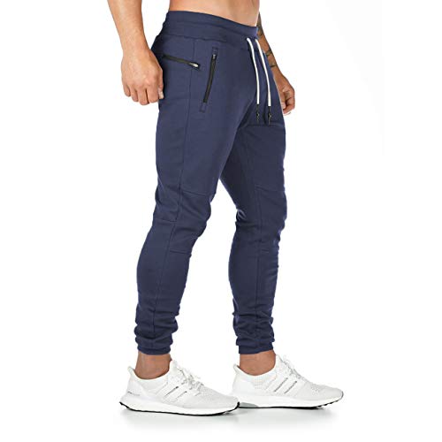 Yageshark - Pantalones de deporte para hombre, de algodón, ajustados marine M