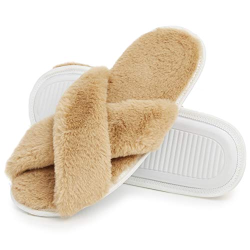 Zapatillas de Mujer en Memoria de Espuma Zapatos Mujeres en Peluche Rojo Crema Gris (36/38 EU, Beige) Zapatillas de Mujer en Memoria de Espuma Zapatos Mujeres en Peluche Rojo Crema Gris (36/38 EU, Beige)