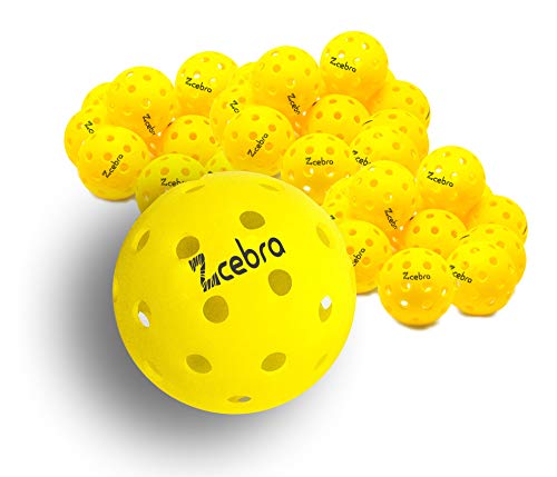 ZCEBRA - Pickleball Bolas 40 Agujeros Pack 45 Bolas Amarillas USAPA Interior y Exterior Suaves Resistentes Alto Rebote para Competición al Aire Libre