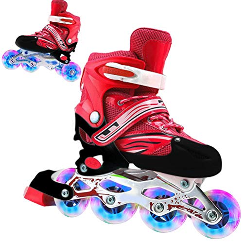 2 en 1 Patines en Línea, Patines/Triskates en Línea, Ajustables con Ruedas Luminosas Patines Ajustables de 4 Tamaños para Niños y Adultos Patines Intermitentes para Exteriores