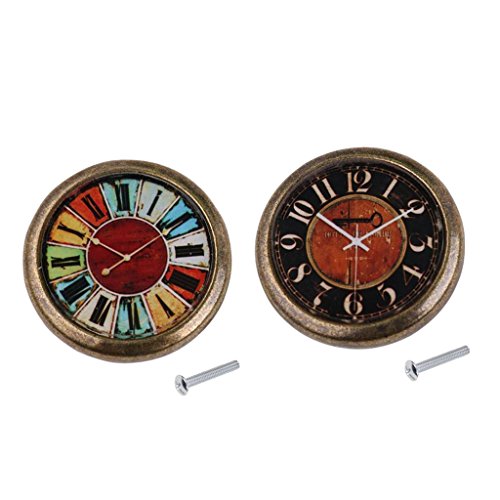 2 Piezas Vintage Perillas de Tirador de Puerta de Armario de Aleación de Zinc Diseño de Reloj
