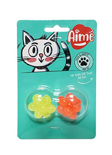 AIME - Juguete para Gato, Pelotas con púas y Sabor, para Masticar, Ayuda a Limpiar los Dientes AIME - Juguete para Gato, Pelotas con púas y Sabor, para Masticar, Ayuda a Limpiar los Dientes