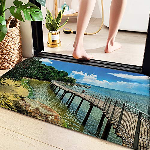 Alfombrilla de Baño Antideslizantes de 60X100 cm,Costero, paseo marítimo en el puente de la isla de S,Tapete para el Piso Lavable a Máquina con Microfibras Suaves Absorbentes de Agua para Bañera Ducha Alfombrilla de Baño Antideslizantes de 60X100 cm,Costero, paseo marítimo en el puente de la isla de S,Tapete para el Piso Lavable a Máquina con Microfibras Suaves Absorbentes de Agua para Bañera Ducha