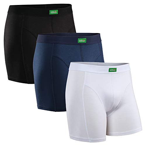 Boxer Calzoncillos Hombre Algodón Orgánico Pack de 3 Negro Azul Blanco (1 x Negro, 1 x Azul, 1 x Blanco), Medium