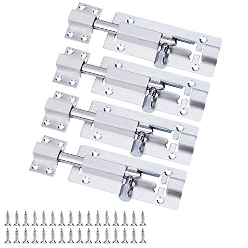 Cerrojo de Puerta de Acero Inoxidable Pestillo de la Puerta del Perno Deslizante Resistente con Tornillos para Baño Inodoro Ventana Muebles 98mm 4 Piezas Cerrojo de Puerta de Acero Inoxidable Pestillo de la Puerta del Perno Deslizante Resistente con Tornillos para Baño Inodoro Ventana Muebles 98mm 4 Piezas