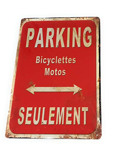 Ciudades y pueblos de Francia, placa Vintage Parking Bicicleta Moto solamente.