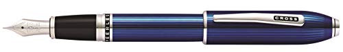 Cross Peerless Translucent Quartz Blue Fountain Pen with Stainless Steel Medium Nib