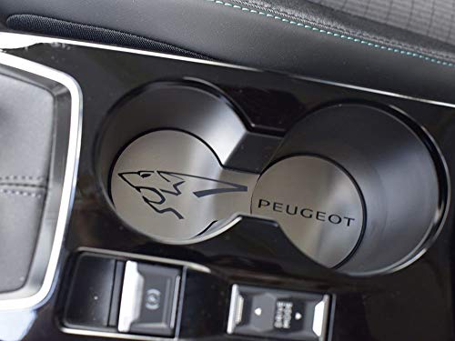Cubierta De Acero para Peugeot 208 II Allure GT GT-Line Active Premium - 2 Piezas Fondo de los Portavasos Placa Inox Metal Decoración Cepillado Interior Decoración Tuning 208 Accesorios