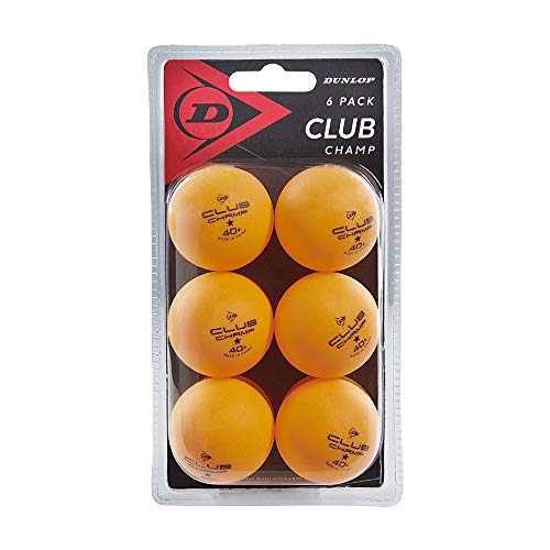 Dunlop Club Champ 6 - Pelotas de Tenis de Mesa (6 Unidades, 1 Estrella), Color Naranja
