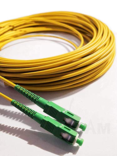 Elfcam® - Cable Fibra Óptica SC / APC a SC / APC Monomodo Simplex, Compatible con Orange, Movistar, Vodafone y Jazztel, 20M