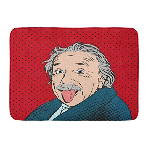 Felpudos Alfombras de baño Alfombrilla para Exteriores / Interiores 14 de noviembre Retrato de Albert Einstein Físico Químico y matemático en Retro Comic Pop Decoración de baño Alfombra Alfombra de b