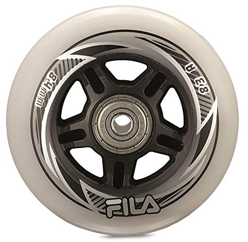 Fila Wheels 84 mm/83 A + ABEC7 + Aluminio Spacer Ruedas de 8 mm, Color Blanco
