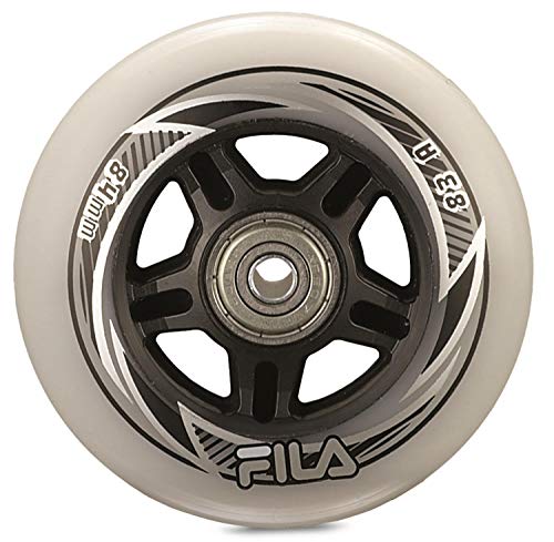 Fila Wheels 84 mm/83 A + ABEC7 + Aluminio Spacer Ruedas de 8 mm, Color Blanco Fila Wheels 84 mm/83 A + ABEC7 + Aluminio Spacer Ruedas de 8 mm, Color Blanco