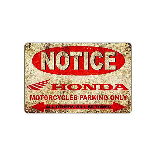 Fluse Notice Honda Motorcycles Parking Only Others Will Be Towed RetroShop Vintage Metal Art Chic Retro Metal Cartel de Chapa Signos de Metal de 8x12 Pulgadas