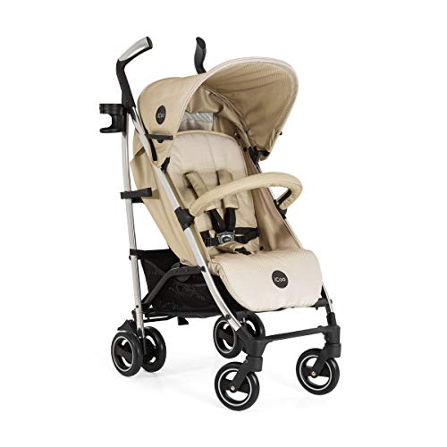 Hauck Silla de paseo de alta calidad iCOO Pace soporta hasta 25 kg con respaldo reclinable desde nacimiento, plegable y plano, ligero, chassis de aluminio, portavasos, cesta grande, beige