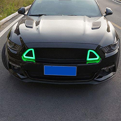 HCDSWSN Para Ford Mustang 2015 2016 2017 Parrilla Delantera Parrilla Central con lámpara de luz LED Blanca/Verde