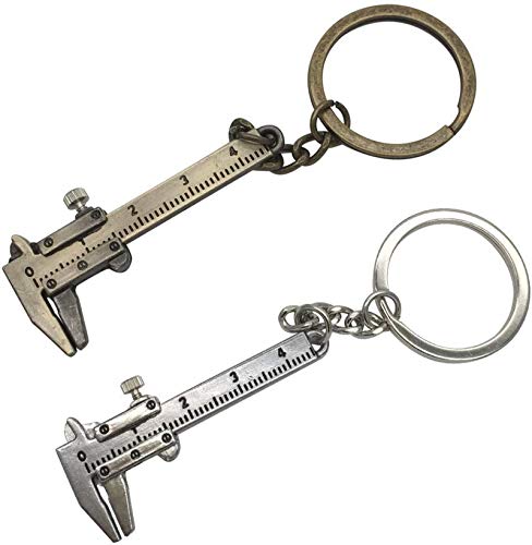 HHYSPA Vernier Caliper Keychain, Portable Tool Keychain Pendant Zinc Alloy Key Chain,Mini Vernier Caliper Key Chain,For Chain Tools (2pcs)