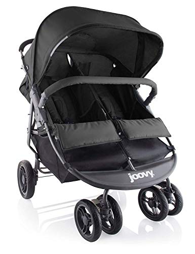 Joovy Scooter X2 - Silla de paseo doble, silla de paseo lateral a lado, cochecito para gemelos, cesta de almacenamiento grande, color negro