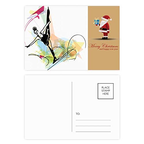 Juego de tarjetas postales de Santa Claus para patinaje artístico, para deportes de invierno, 20 unidades