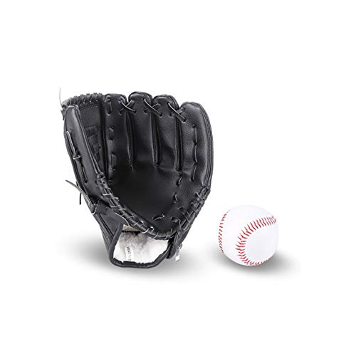 JunFeng Guante de béisbol para niños y adultos con 1 pelota suave, guante de béisbol de cuero sintético, 10.5 y 12.5 pulgadas, kit de entrenamiento de colector