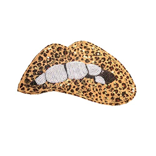 Kacniohen Lentejuela parche estampado leopardo labios bordado parche para decorar ropa de costura en tela Patch Sombrero Bolsa Ropa de accesorios de bricolaje