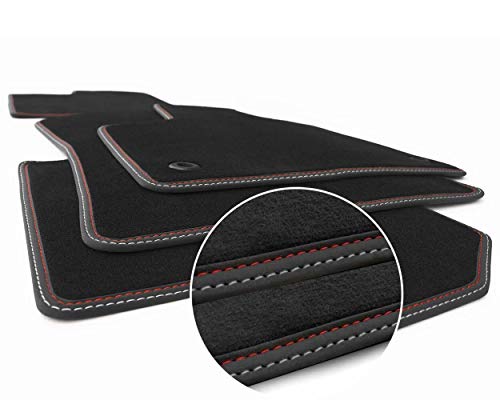 kh Teile 3008 Premium GT Sport Tuning - Juego de Alfombrillas para Coche (3 Piezas, Doble Costura), Color Rojo y Blanco
