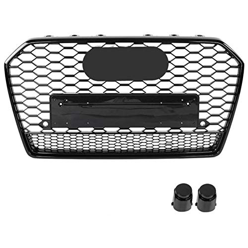 KKUFOO Parrillas del radiador Delantero del Coche para RS6 Style Front Sport Hex Mesh Honeycomb Hood Grill Black para Audi A6 / S6 C7 2016 2017 2017 2017 (Color : Chrome Emblem)