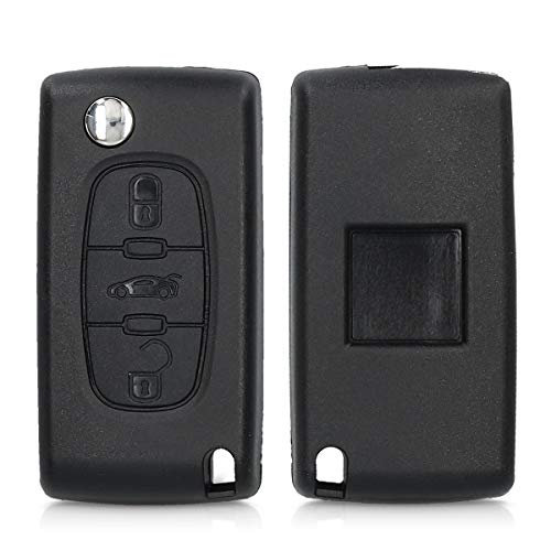 kwmobile Funda Llave Coche Compatible con Peugeot Citroen Llave de Coche de 3 Botones - Repuesto plástico Duro para Mando de Auto - Negro