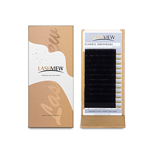 LASHVIEW Seda postizas extensión de pestañas rizo en C 13mm 0.20mm de grosor Thick pestañas semipermanentes pestañas Natural individuales aplicación para uso profesional en salones de belleza