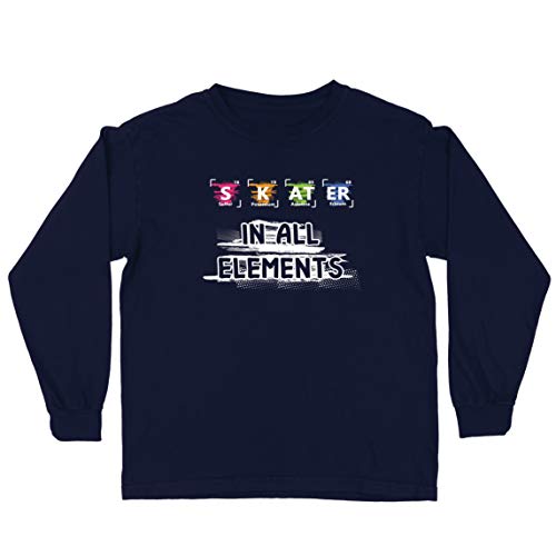 lepni.me Camiseta para Niño/Niña Patinador en Todos los Elementos Química Periódica de Mesa Deporte (9-11 Years Azul Multicolor)