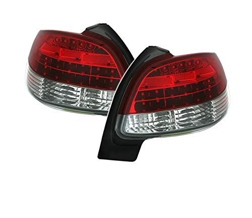 Luces traseras VT388 Conjunto de luces traseras 1 par lado conductor y pasajero conjunto completo LED rojo blanco compatible con Peugeot 206 1998 1999 2000 2001 2002 2003 2004 2005 2006