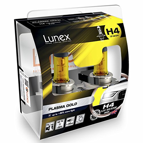 LUNEX H4 PLASMA GOLD Bombillas halógenas Faros amarillo 472 12V 60/55W P43t 2800K duobox (2 units)