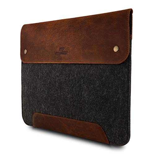 MegaGear - Funda para MacBook (Piel y Forro Polar, 38,1 cm), Color marrón