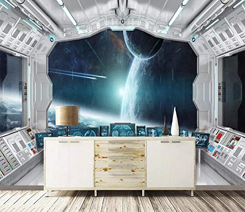 Papel tapiz 3D cápsula espacial cielo estrellado túnel espacio sala de estar dormitorio TV Fondo papel de pared mural-200x140cm