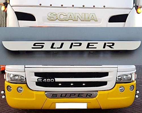 Parrilla frontal de acero inoxidable pulido Super insignia insignia parachoques inferior para Scania R 2010-2015 OEM 1865186