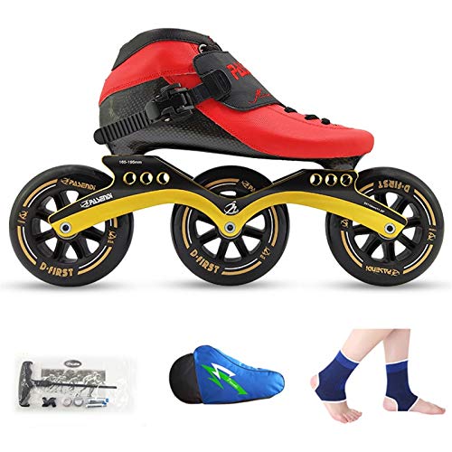 Patines de rodillos, zapatos de patinaje de velocidad, zapatos de carreras, patines para niños adultos para niños, hombres y mujeres patines en línea ( Color : RED SHOES+BLACK WHEELS , Size : 40 )