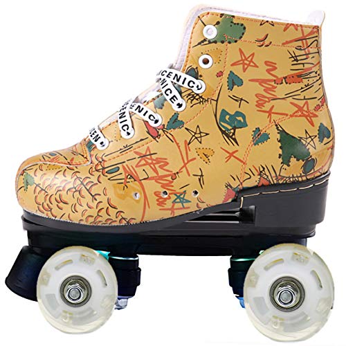 Patines de ruedas Adulto,Patines en paralelo clásicos para hombres y mujeres patines clásicos de piel de doble fila para interior y exterior(Color:E,Size:42)