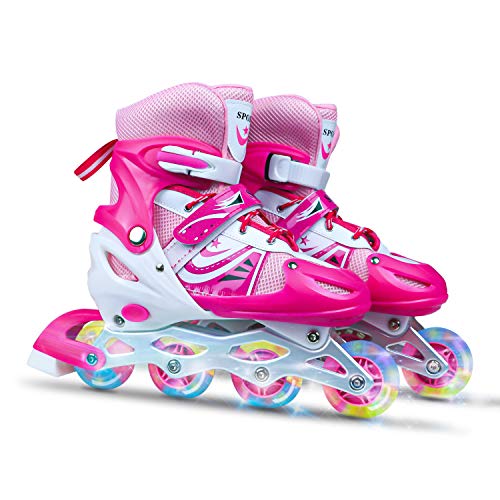 Patines en línea ajustables para niños y niñas principiantes, patines con rueda luminosa LED, seguros y duraderos para niños y adultos