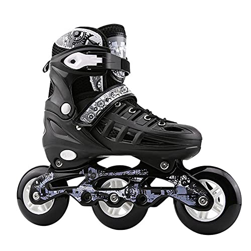 Patines en línea con rueda delantera LED intermitentes patines de hielo tamaño ajustable 30-41 ABEC-7 rodamientos patines de fitness para niños y niñas adolescentes adultos - L (9-10 pulgadas)