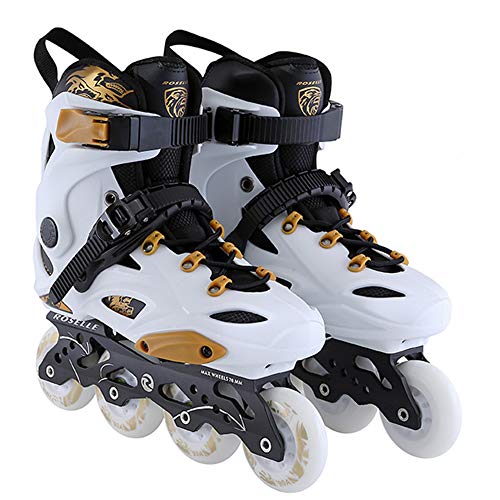 Patines En Linea Mujer Hombre Zapatos De Skate En Línea Para Adultos De Una Sola Fila Zapatos Profesionales Niña Niño,White-38