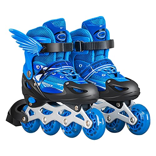 Patines en línea Patines Patines en línea para niños y adolescentes, 4 rodillos ajustables de patinaje, ABEC-7 rodamientos de bolas cromados, triple protección Patines en línea de regalo, tamaño 27-41