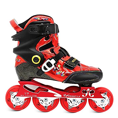 Patines en línea, Zapatos de Lujo para Hombres y Mujeres, Patines de Rodillos, Patines Planos de Alta Gama, Patines de Rodillos, adecuados para Principiantes, niñas, niños-Rojo_37