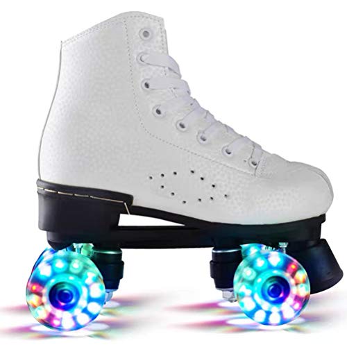 Patines LED, Patines clásicos Artísticos, Patines Flash Wheel, Patines Quad 4, Ideales para Principiantes, Patines cómodos para niñas y niños