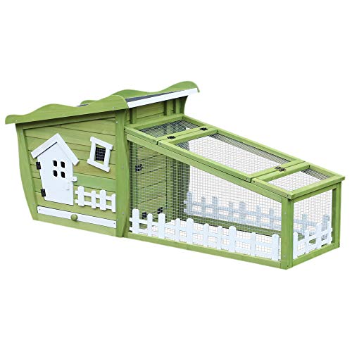 Pawhut Conejera de Madera Caseta Exterior con Bandeja Extraíble y Techo Asfáltico 156x65x65 cm Verde y Blanco Pawhut Conejera de Madera Caseta Exterior con Bandeja Extraíble y Techo Asfáltico 156x65x65 cm Verde y Blanco